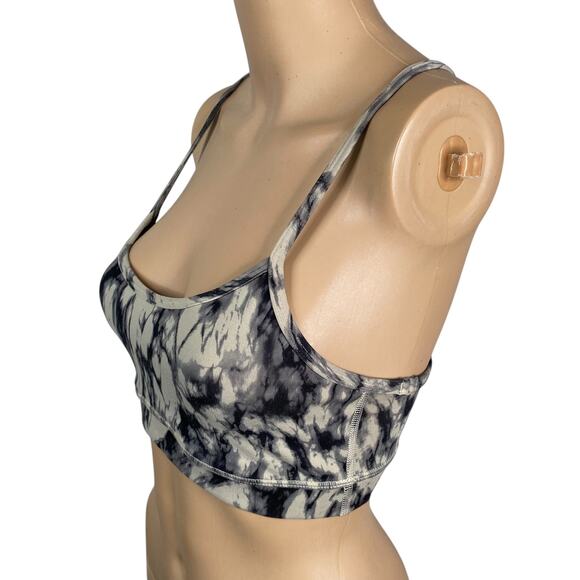 Lululemon Flow Y Nulu IV Beige Black Tie Dye Abstract Mesh Back Sports Bra SZ 4 - Picture 3 of 7